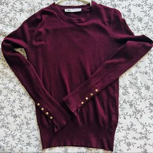 Zara basic knit sweater maroon size s (small)